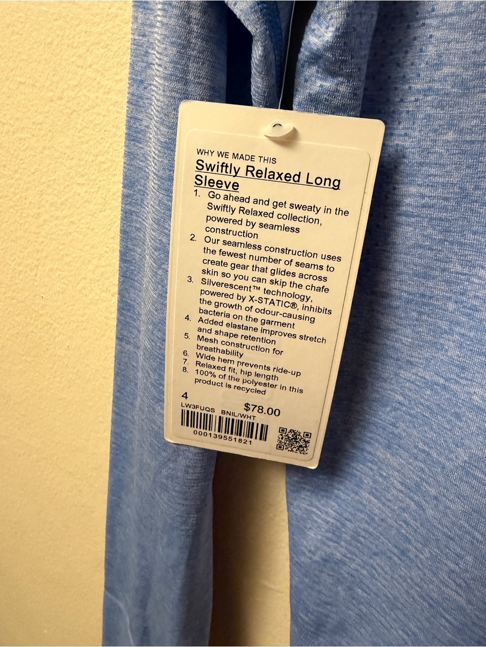 719-Lululemon Swiftly Relaxed Long Sleeve Shirt-Blue Nile / White - Picture 7 of 7